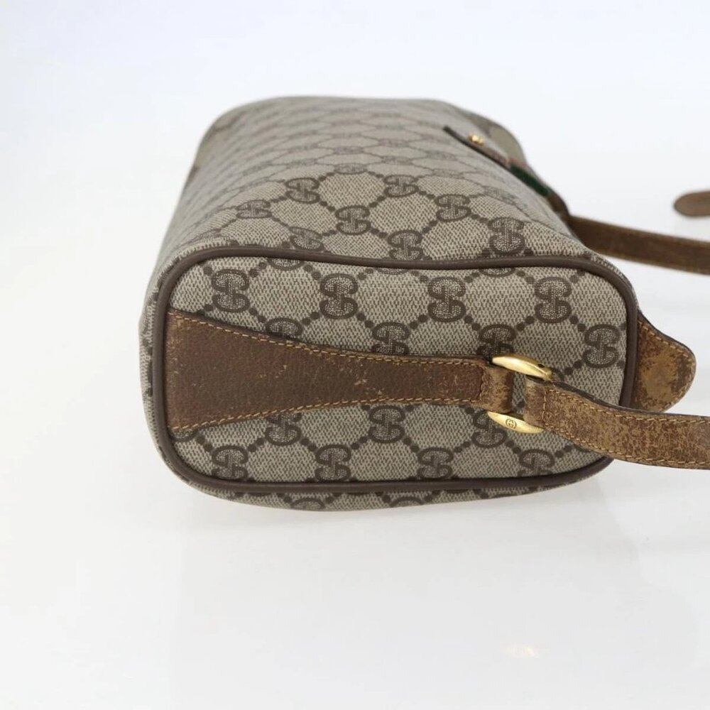 GUCCI GG Supreme Web Sherry Line Bag PVC Beige Gold 89 02 017 Auth BA8189 - Picture 6 of 15